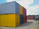 Used containers painted in fashion colours