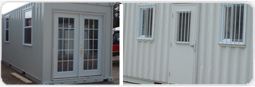 Different types of doors installed into container