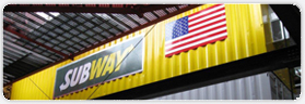 Secure Store container converted into portable subway restaurant