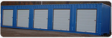 Roll-up doors on a painted container